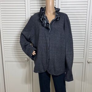 Soft Surroundings Wool Blend Gray Ruffled Cardigan 2X